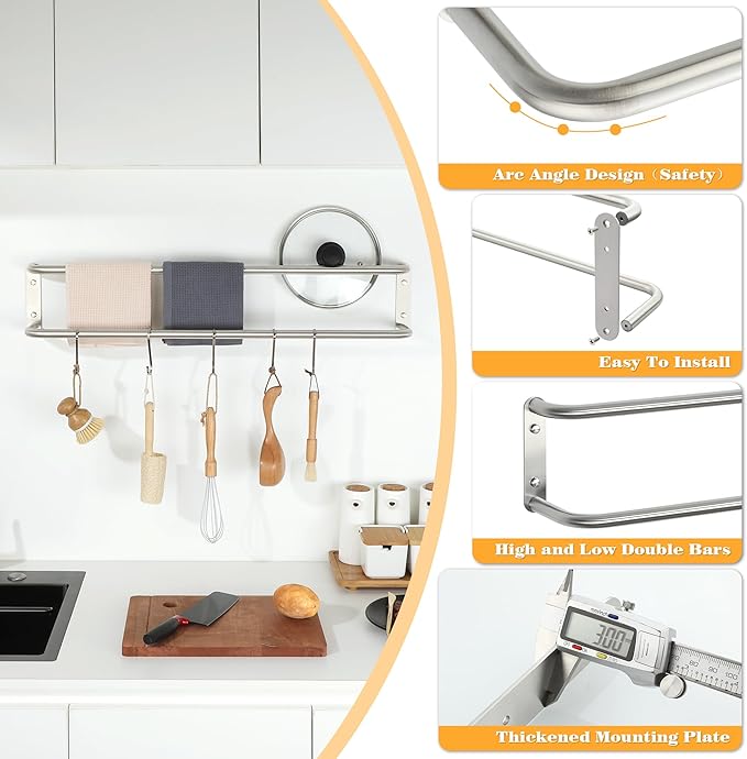 Alise Double Towel Bar,32 Inch Towel Racks for Bathroom, SUS304 Stainless Steel Towel Bar for Bathroom Wall,Quick Drying Bathroom Towel Holder,Long Bath Towel Hanger,Brushed Nickel