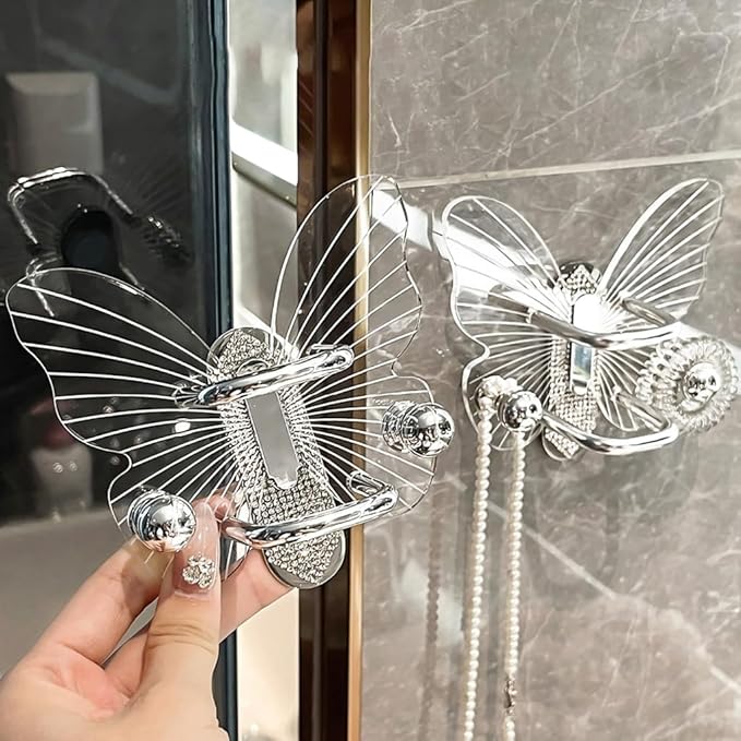 Multipurpose Sturdy Acrylic Butterfly Combs Holder Space Saving Wall Shelf for Bathroom Accessories Home Organization