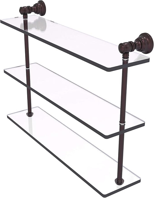 Allied Brass CL-5-22 Carolina Collection 22 Inch Triple Glass Shelf, Antique Bronze