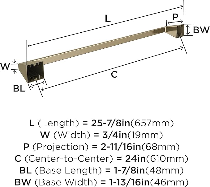 Amerock BH36004BBZ | Golden Champagne Towel Bar | 24 in (610 mm) Towel Rack | Blackrock | Bathroom Towel Holder | Bathroom Hardware | Bath Accessories