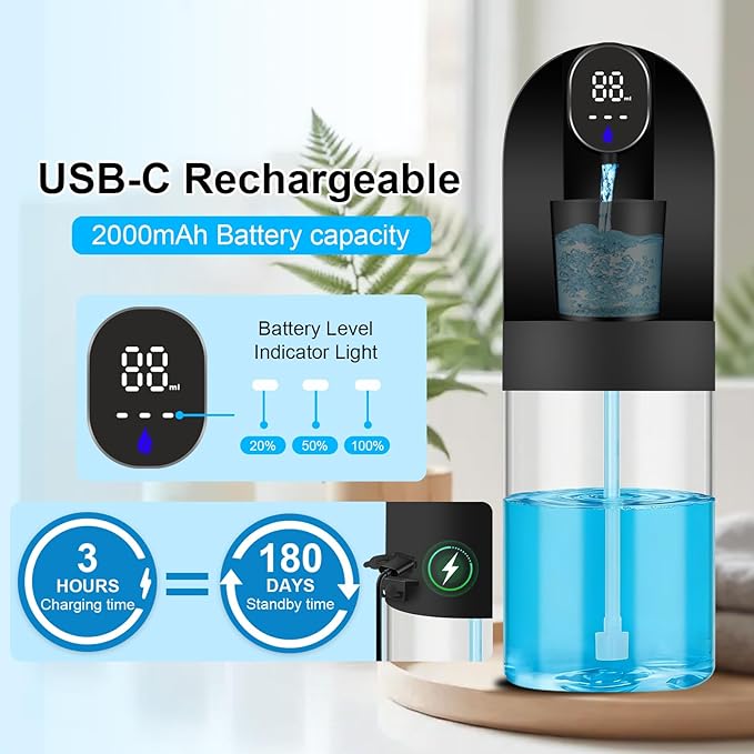 Automatic Mouthwash Dispenser for Bathroom, 20.29 oz Touchless Smart Wall-Mounted Mouth Wash Dispensers, 4 Magnetic Cups, 4 Dispensing Modes, Hands-Free Bathroom Accessories for Home Kids Family-Black