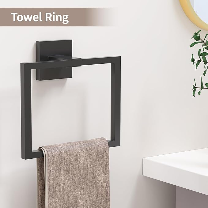 10-Piece Brushed Nickel Bathroom Hardware Set SUS304 Stainless Steel, 2×23.6" Towel Bars, 2 Towel Rings, 2 Toilet Paper Holders & 4 Towel Hooks Wall Mounted Bathroom Accessories Set