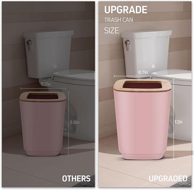 IMAVO 11 Piece Pink Bathroom Set, Trash Can, Toilet Brush, Storage Tray, Complete Bathroom Accessories Organization Kit for Bathroom Décor and Home Gifts