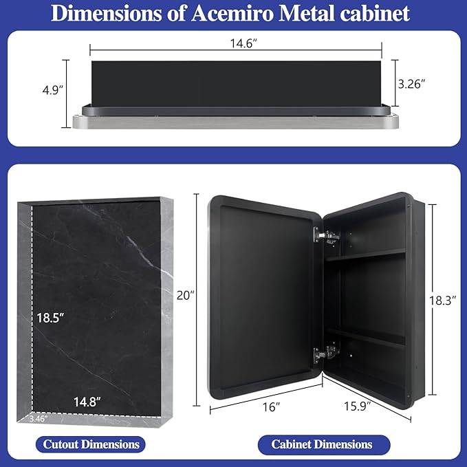 16" x 20" Bathroom Medicine Cabinet with Mirror Door, Brushed Nickel Stainless Steel Frame, Recessed or Surface Mounted,Storage Cabinet with Adjustable Metal Shelves,Upgraded Version