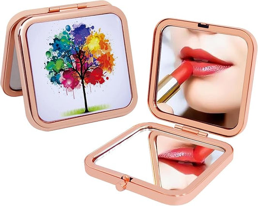Compact Vanity Mirror for Men Women, Travel Makeup Mirror for Handbag Pocket Wallet, Portable Double-Sided Magnifying Cosmetic Mirror for Daily, Work, Business