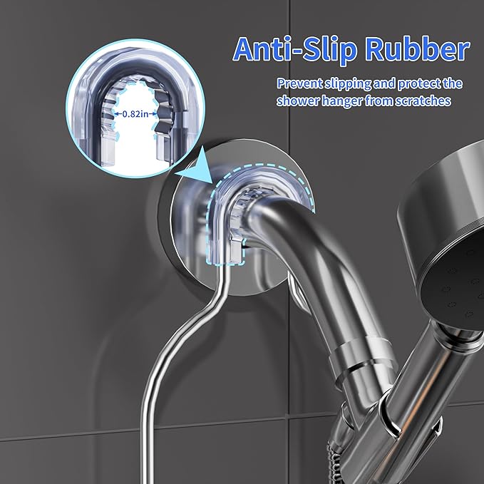 DAOYA Shower Caddy Hanging - Over Shower Head Caddy, 0.82 inch Universal with 2 Shelves, Soap Holder, Toothbrush Holder & Reusable Suction Hook, Complete Silver Bath Organizer Set