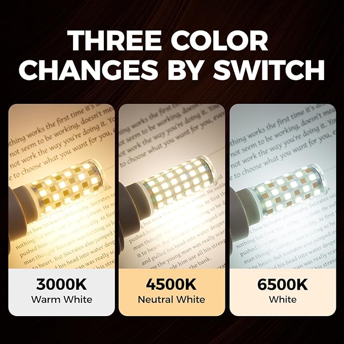 Replacement Bulbs 20W for Conair & Jerdon Makeup Mirrors - 10x Double Sided Illuminated Mirror LED Bulbs (2Pack, Three-Color Changing)