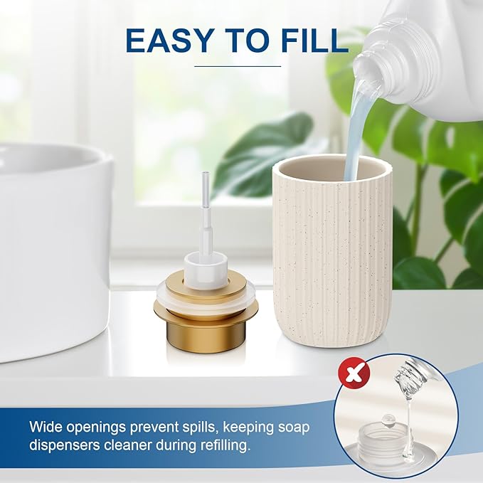 Ceramic Foaming Soap Dispenser, 12 oz Bathroom Foam Hand Soap Dispenser, Refillable Lotion Soap Dispenser with Removable Pump for Kitchen Hand Wash Dispenser, Modern Home Decor (Speckled Beige)