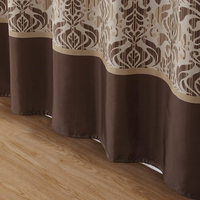 Sterling Country Fabric Rustic Bronze Waterproof Damask Printed Chocolate Polyester Vintage Brown Farmhouse Cloth Bath Stall Shower Curtain for Bathroom,Small 62" W x 72" H
