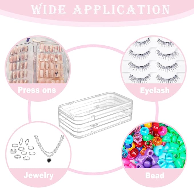 Compact Press on Nail Storage Box,Portable Tri-Fold Press on Nails Organizer Case with 60 Pcs Adhesive Double Sided Tape,Acrylic Nail Storage Box for All Size Fake Nails Home Travel Use