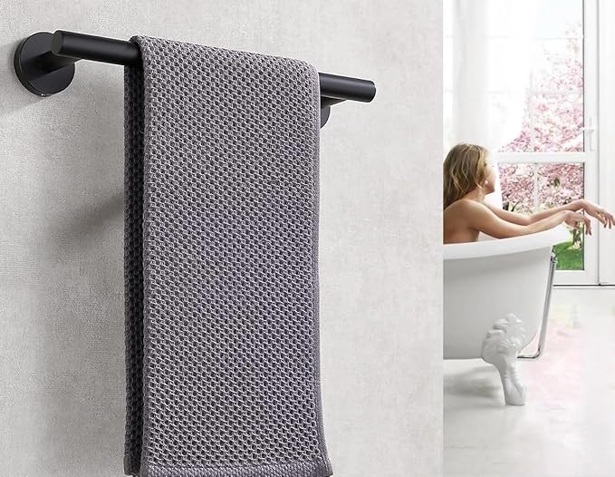12 Inch Towel Bar 2 Pack for Bathroom 9/12/16/24/28/33 Inch Kitchen Hand Towel Holder Matted Black Stainless Steel 304 RUSTPROOF Wall Mount Towel Rod 2 of Pack (2, Matted Black, 12 Inch)