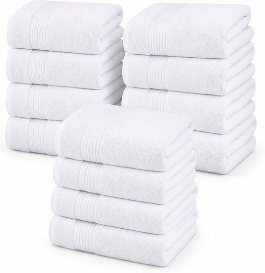 Utopia Towels Luxurious Bath Towels Set, 27 x 54 Inches 100% Ring Spun Cotton, 12 Pack White