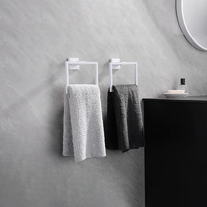 GERZWY Bathroom Towel Ring Stainless Steel Hand Towel Holder for Bath Kitchen Wall Mounted, White