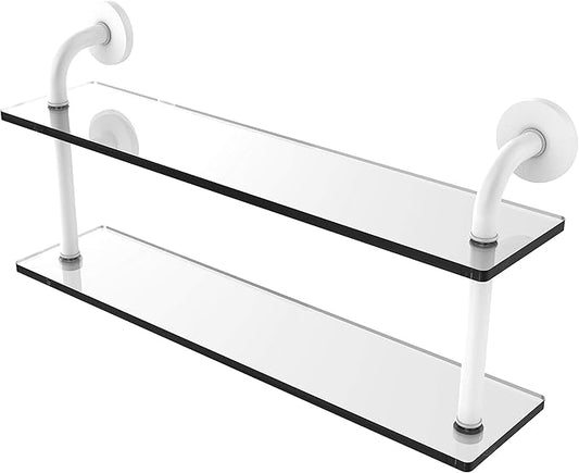 Allied Brass RM-2-22 Remi Collection 22 Inch Two Tiered Glass Shelf, Matte White