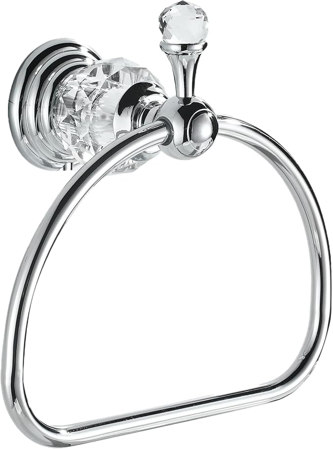 WOLIBEER Towel Ring,Crystal Hand Towel Holder,Round Towel Ring for Bathroom Wall Mounted Towel Hanger Bling Bathroom Accessories