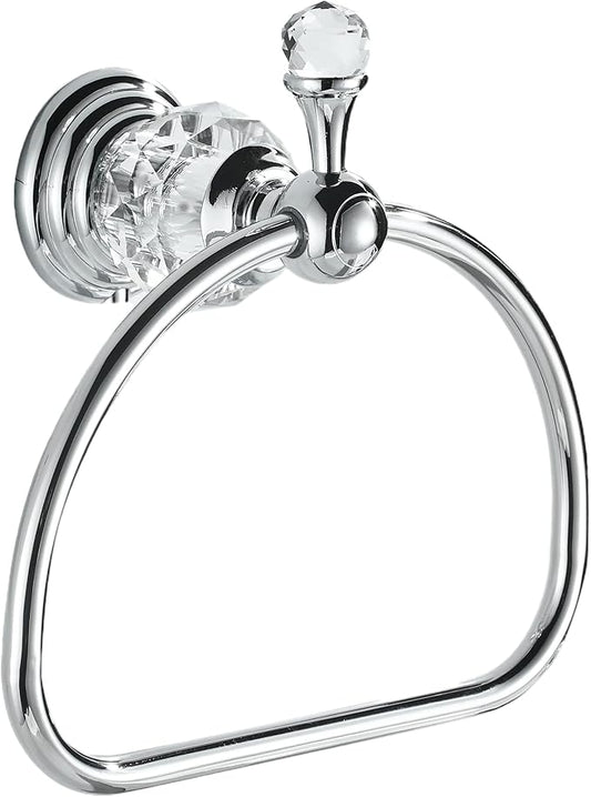 WOLIBEER Towel Ring,Crystal Hand Towel Holder,Round Towel Ring for Bathroom Wall Mounted Towel Hanger Bling Bathroom Accessories