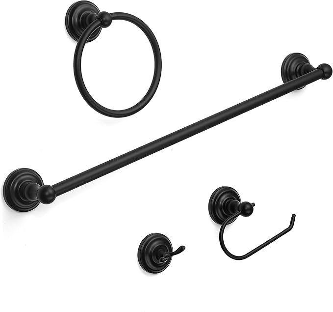 Designers Impressions Royal Series 4 Piece Black Bathroom Hardware Set: MBA5500-4