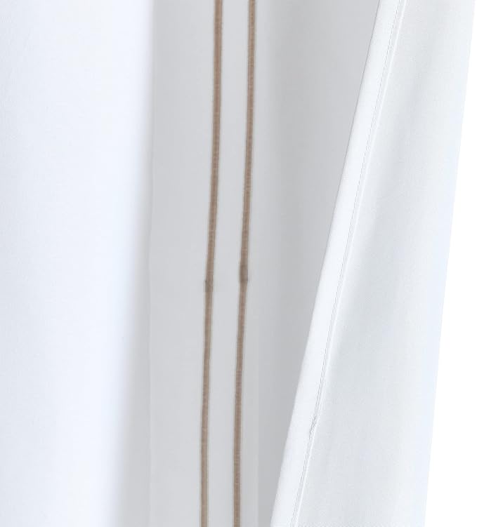 Lush Decor Hotel Collection Shower Curtain Single 72" W x 72" L White & Wheat - White Shower Curtains for Bathroom - Bathroom Curtain - Modern Decor