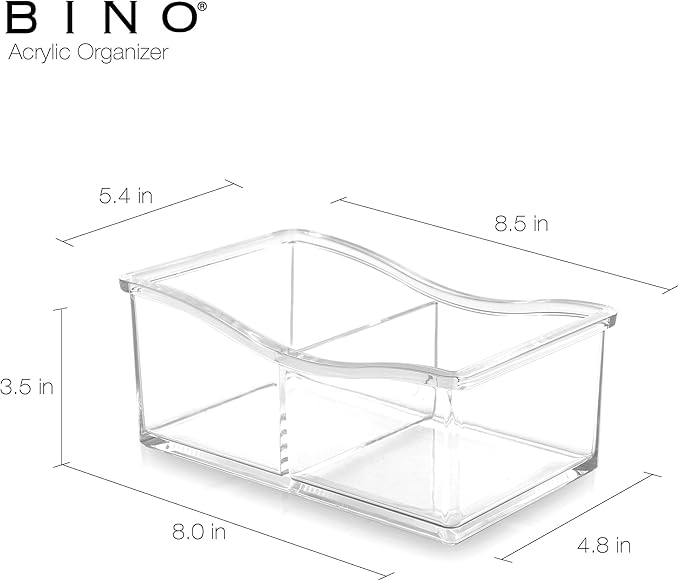 BINO 'The Uniform' 2 Compartment Makeup and Jewelry Organizer, Clear and Transparent Cosmetic Beauty Vanity Holder Storage