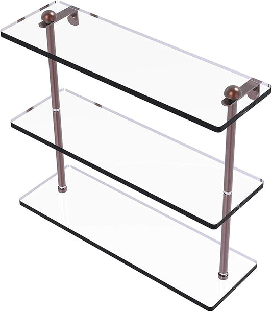 Allied Brass RC-5/16 16 Inch Triple Tiered Glass Shelf, Antique Copper