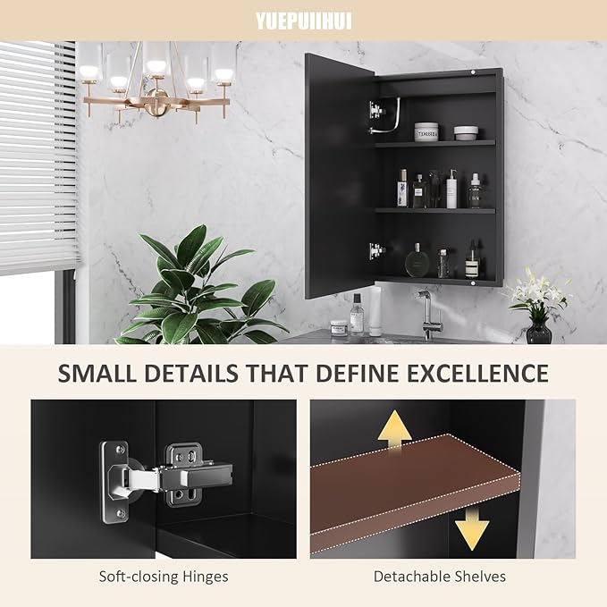 20X30 Inch Recessed Medicine Cabinet with Mirror, Adjustable 3-Color LED Cabinet with Brightness Dimming, Defogger