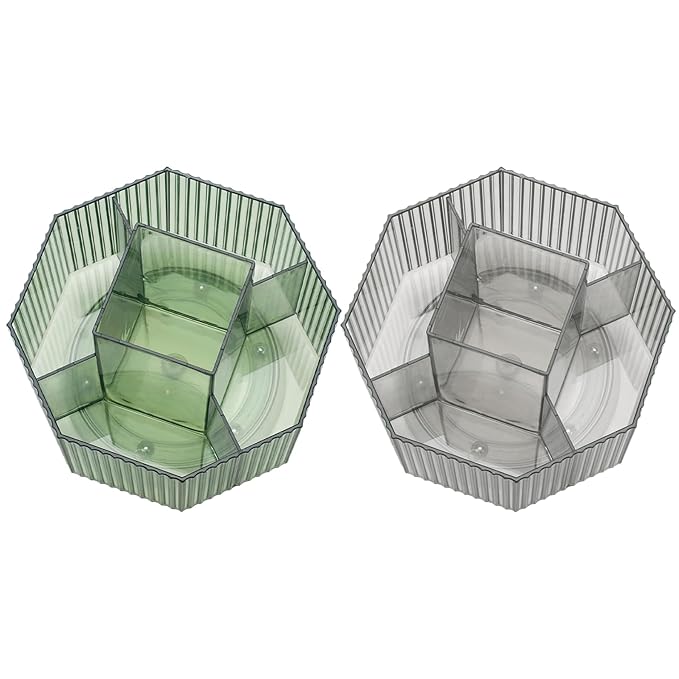 Makeup Brush Holder 360?? Rotating Make Up Brush Organizer 5 Slots Clear Cosmetic Brush Holder Storage Large Capacity Stationary Organizer for Vanity Bathroom Countertop Desktop Green