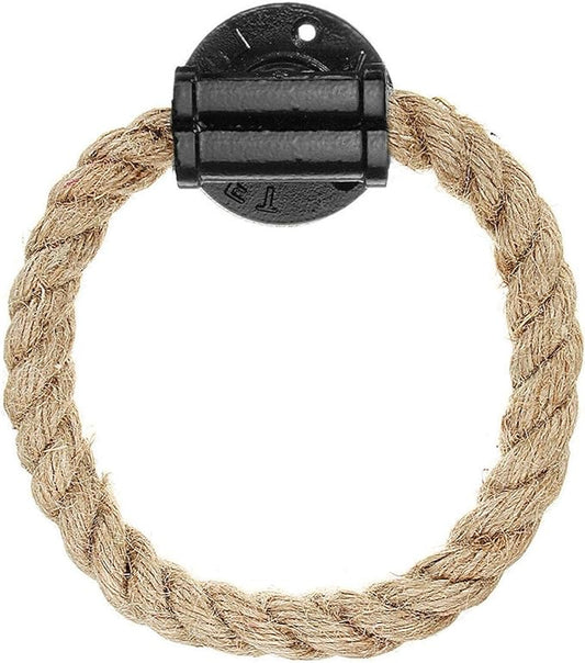 Rope Towel Ring, Wall Mount Vintage Cast Iron Towel Rack, Industrial Storage Toilet Towel Holder, Rustic Hand Towel Hanger, for Shower/Bathroom/Bedroom/Kitchen