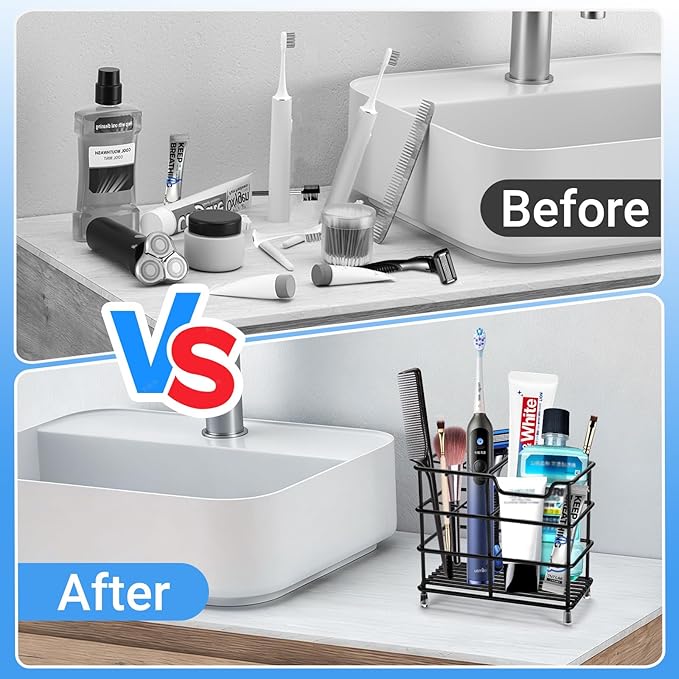 Toothbrush Holders for Bathrooms, Stainless Steel Toothbrush Holder for Kids and Adults, Electric Toothbrush and Toothpaste Holder, Rustproof Bathroom Accessories Organizer