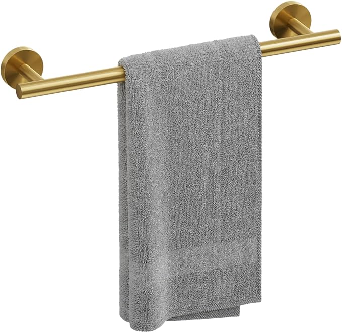Brushed Gold Towel Bar, 18 Inch Towel Rack for Bathroom Wall-Mounted, SUS304 Stainless Steel, Total Length 20 Inch