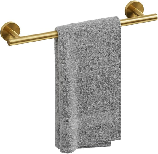 Brushed Gold Towel Bar, 18 Inch Towel Rack for Bathroom Wall-Mounted, SUS304 Stainless Steel, Total Length 20 Inch
