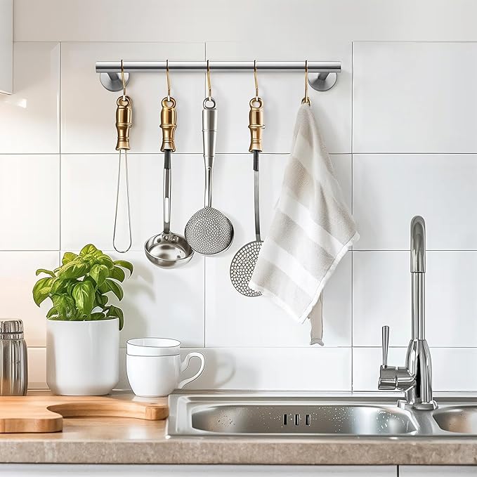 Bathroom Towel Bar, 16 Inch Towel Racks for Bathroom Wall Mounted, Heavy Duty Bathroom Towel Holder Organizer, Stainless Steel Home Modern Towel Rod, Brushed Nickel