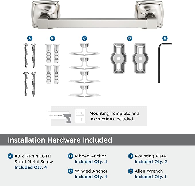 Amerock Stature Polished Nickel 8 inch (203mm) Towel Bar, BH36095PN
