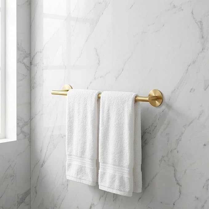 16" Self-Adhesive Brushed Gold Towel Bar - No Drill Stainless Steel Bathroom Kitchen Hand Wall Mount Towel Holder Rack Accesories Hand Towel bar