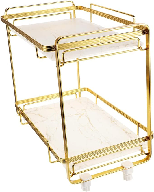Ciieeo Storage Shelf Bathroom Countertop Organizer Marble Texture Corner Rack Foot Pads