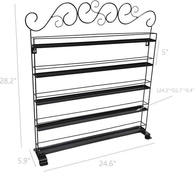 FixtureDisplays® Black Metal Nail Polish Mountable 5 Tier Organizer Display Rack Essential Oil Rack 16034-BLACK
