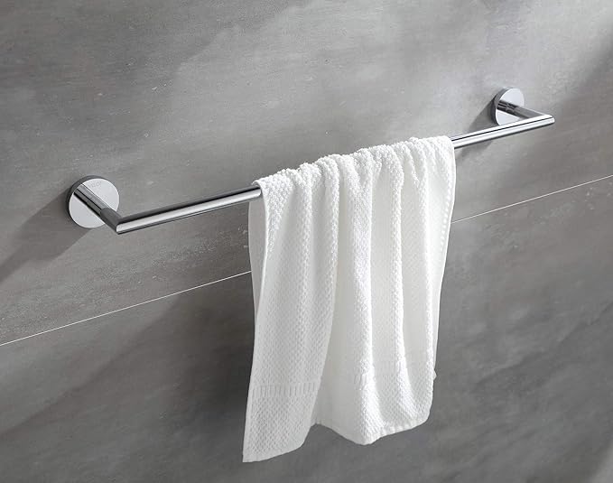 Towel Racks for Bathroom, Chrome Towel Bar, Wall Mounted Towel Holder, Modern Hotel Style Bath Towel Rail, Brass, 077070-CR Leo Series