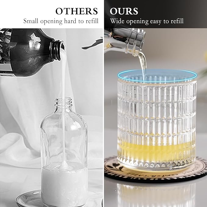 CICUFY Foaming Hand Soap Dispenser, Glass Foam Soap Dispenser or Lotion Dispenser for Kitchen & Bathroom Refillable Liquid Soap Dispenser with Large Silver Pump(Striped Pattern-Clear)