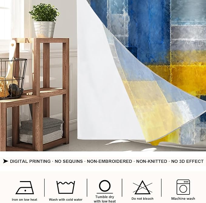 Shrahala Brown Abstract Art No Hooks Shower Curtain with Snap in Liner Set, Grey Contemporary Colorful Bathroom Décor Polyester Fiber Waterproof for Stall Bathtubs 71 X 86 in