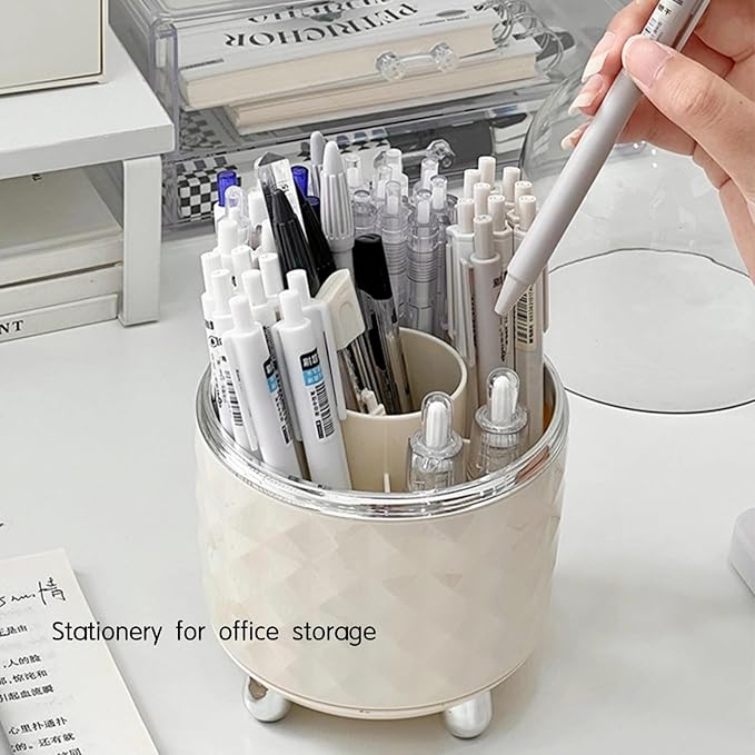 360?? Rotating Makeup Organizer, Spinning Cosmetic Storage Tower with 5 Shelves, for Desktop Vanity Organizer, Bathroom and Stationery (White)