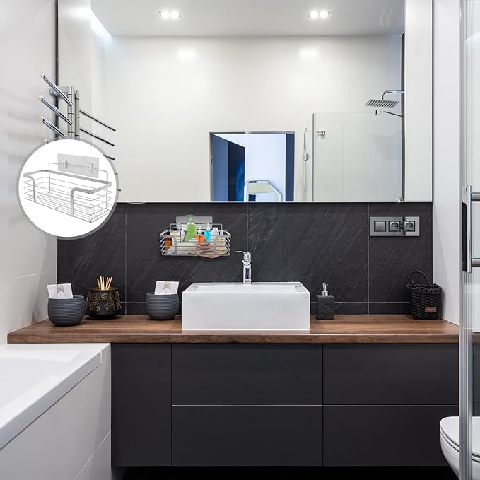 Alipis Toilet Shelf -Mounted Storage Shampoo Holder Shelves Unit 304 Stainless Steel Easy Install Smooth Edges
