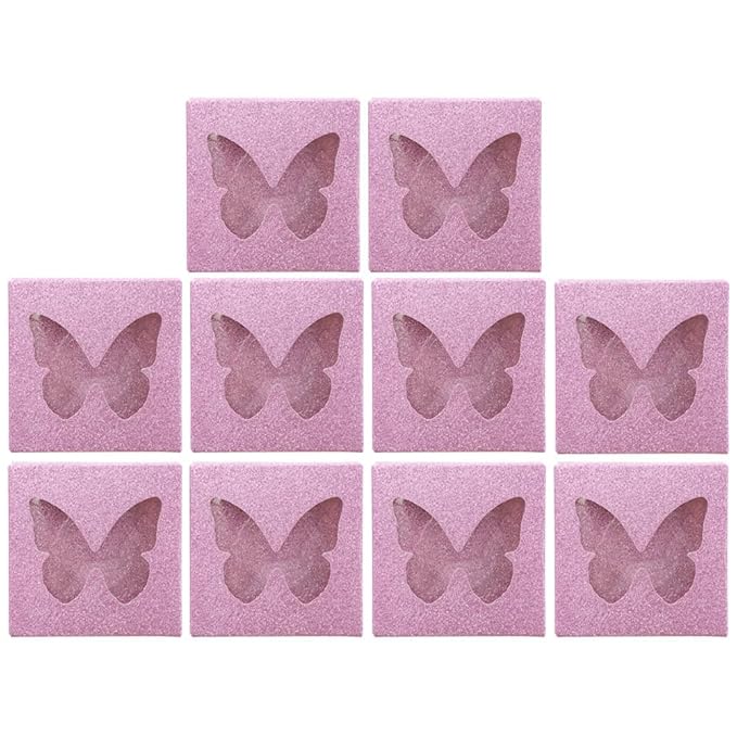 DOITOOL Square Eyelash Box with Lash Tray Butterflies Design False Eyelash Case Compact Storage Organizer for Makeup 2.83X2.83X0.47In Set of 10