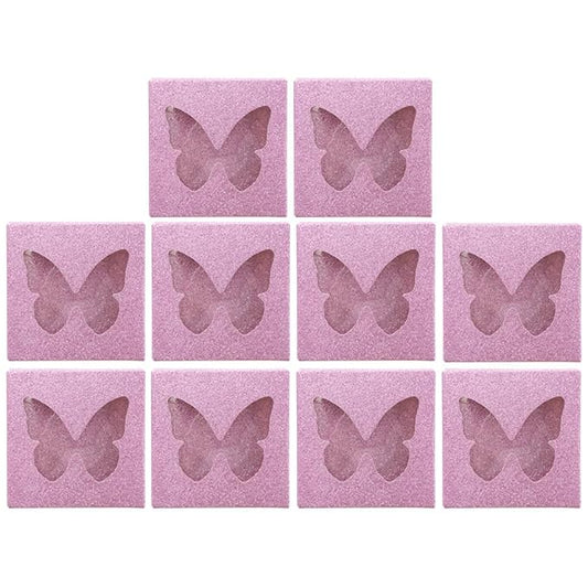 DOITOOL Square Eyelash Box with Lash Tray Butterflies Design False Eyelash Case Compact Storage Organizer for Makeup 2.83X2.83X0.47In Set of 10