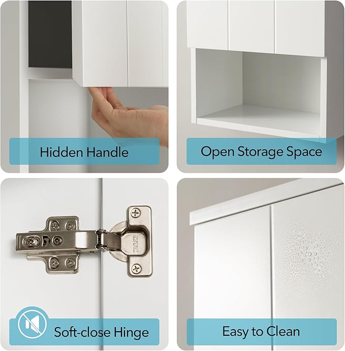 VANIRROR Bathroom Wall Cabinet with Single Door, Soft-Close Hinges, 15x27 inch Wooden Medicine Cabinet for Small Kitchen, Laundry, Entryway, Durable MDF Construction