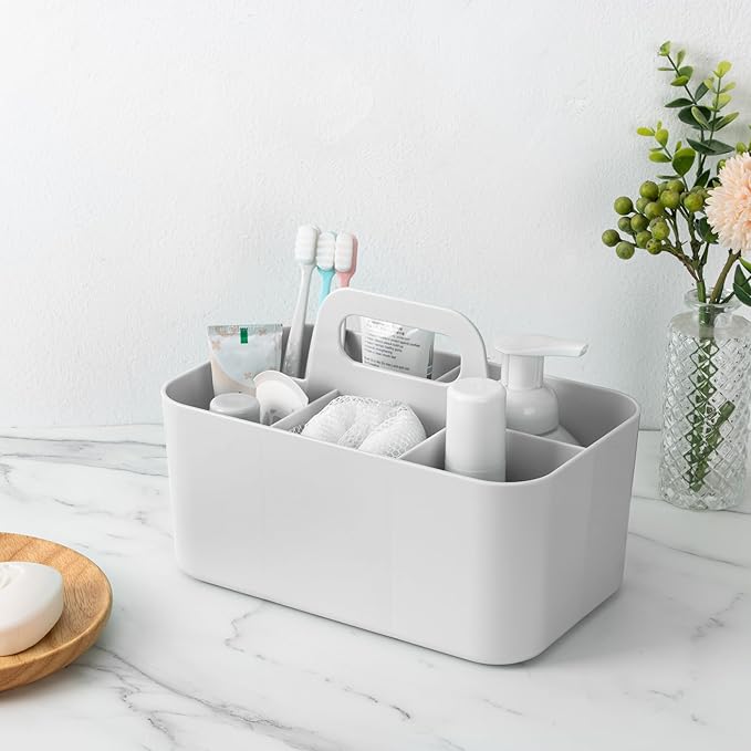 Tiawudi 2 Pack Caddy Organizer with Handle, Portable Plastic Caddy, Storage Organization for Cleaning, Bath, Makeup, Art, Craft, Stationery, Classroom and Office, Tote Organizer