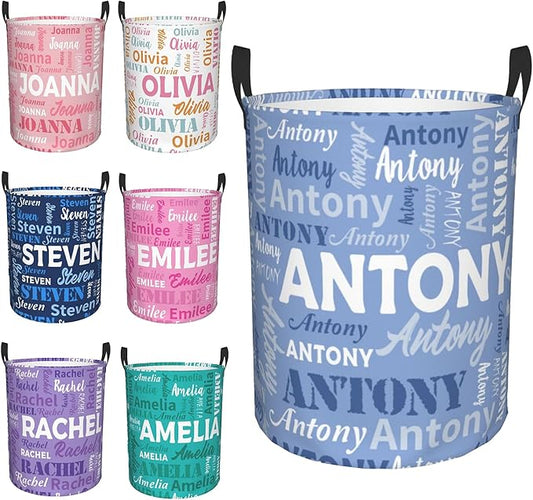 Custom Name Laundry Basket, Personalized Collapsible Laundry Hamper with Name for Bathroom Bedrooms, Customized Dirty Clothes Hamper Storage Basket Gifts for Kids Boys Girls Baby Men Women