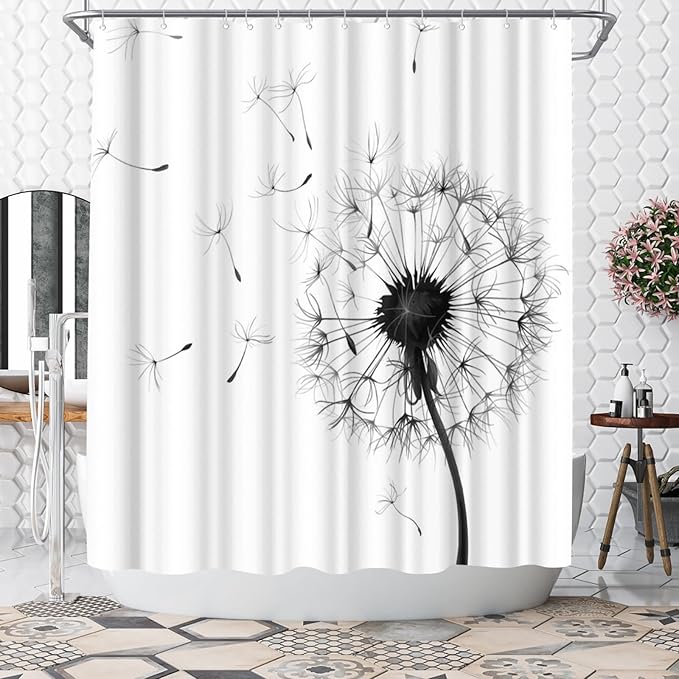 WELMECO Dandelion Shower Curtain Country Shower Curtain 72x72inch Polyester Fabric