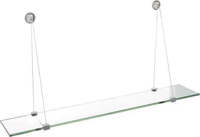 Spancraft Glass CR-4.75x24-Brushed Steel Crane Glass Shelf, Brushed Steel, 4.75" x 24"