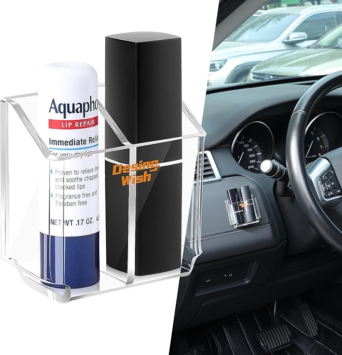 Design Wish Acrylic Chapstick Holder for Car & Home Storage - Upright Lip Balm Holder for Lipstick, Lip Gloss & Toothbrush (Set of 2)
