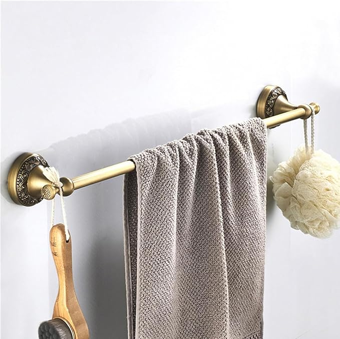 Antique Brass Toilet Paper Holder Towel Ring, Antique Towel Hook Towel Bar Adjustable 4pcs,Brass Hand Towel Holder Robe Hook Wall Mount Bathroom Accessories Set