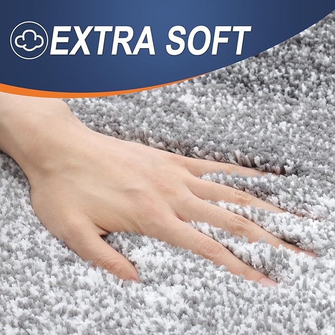 OLANLY Bathroom Rugs Sets 3 Piece, Soft Absorbent Microfiber Bath Mats and U-Shaped Contour Toilet Rug, Plush Shaggy Bath Mat Set for Bathroom (47"x20"+24"x16"+24"x20", Grey)